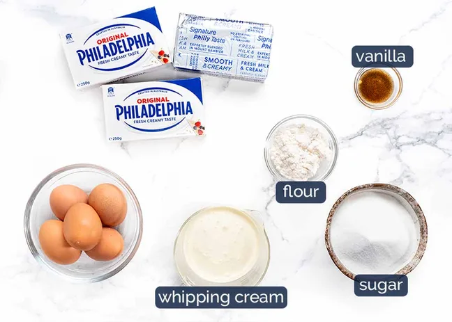 Ingredients for Basque cheesecake